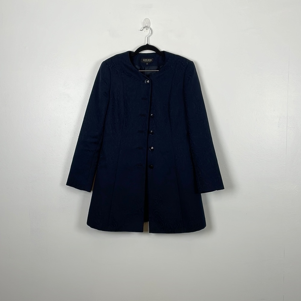 John Meyer Collection 2 piece skirt suit women size 8 blue black button down